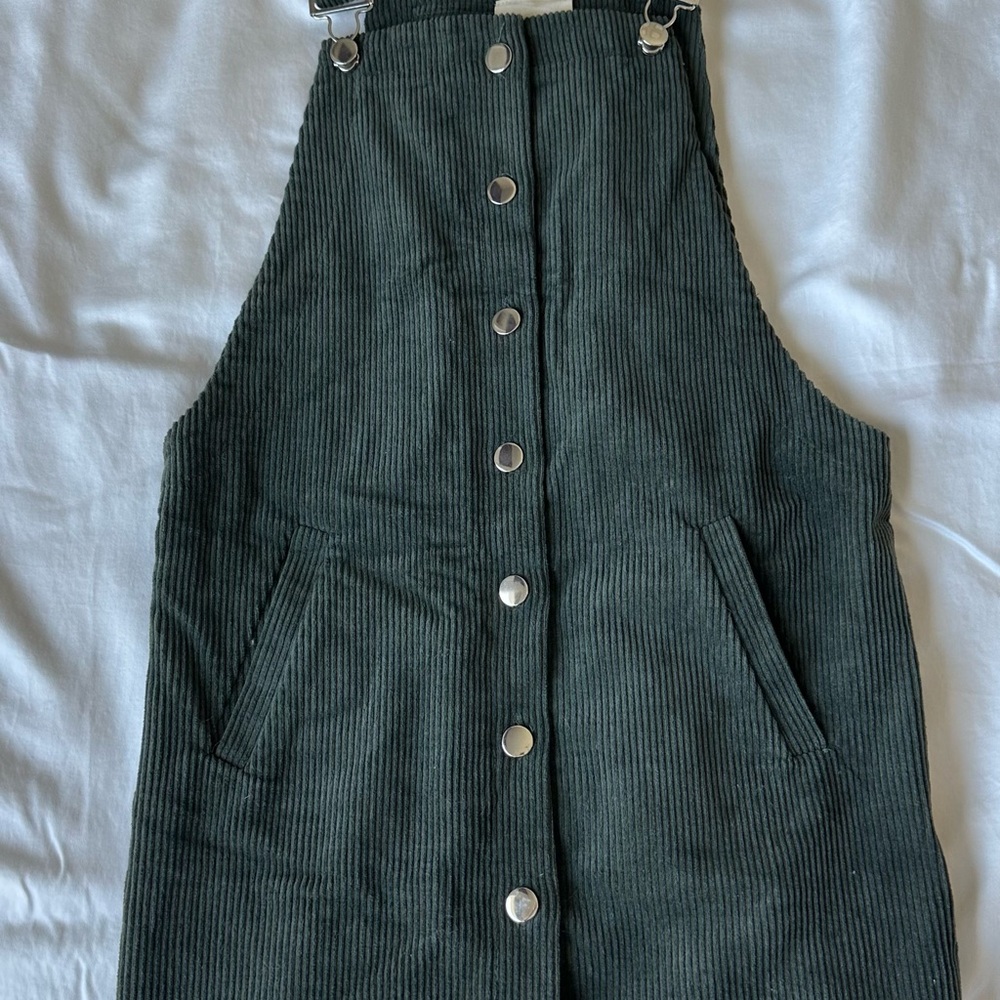 Stylish Green Corduroy Mini Dress